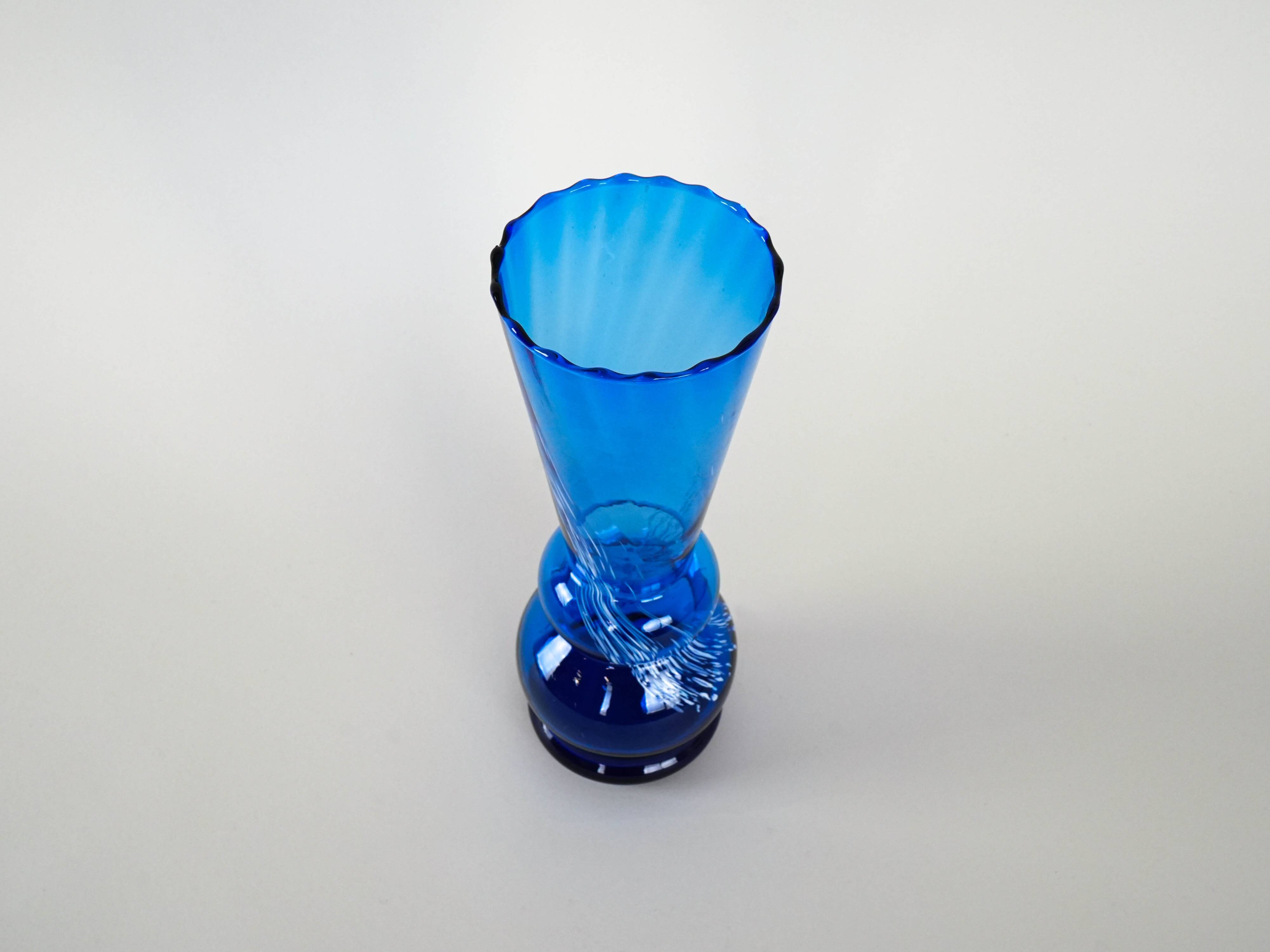 Blue glass vase, Danish design, 1960s, made in Denmark
