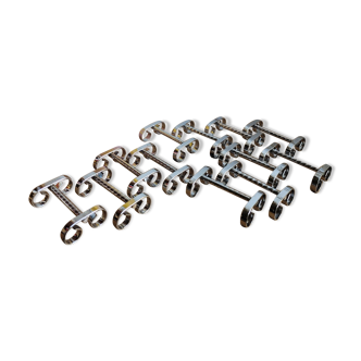 Set of 12 chrome-plated metal knife holders