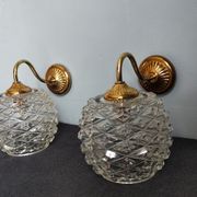 Pair of scones glass scones and vintage golden metal