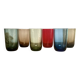 6 vintage coloured glasses