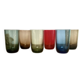 6 verres couleur vintage