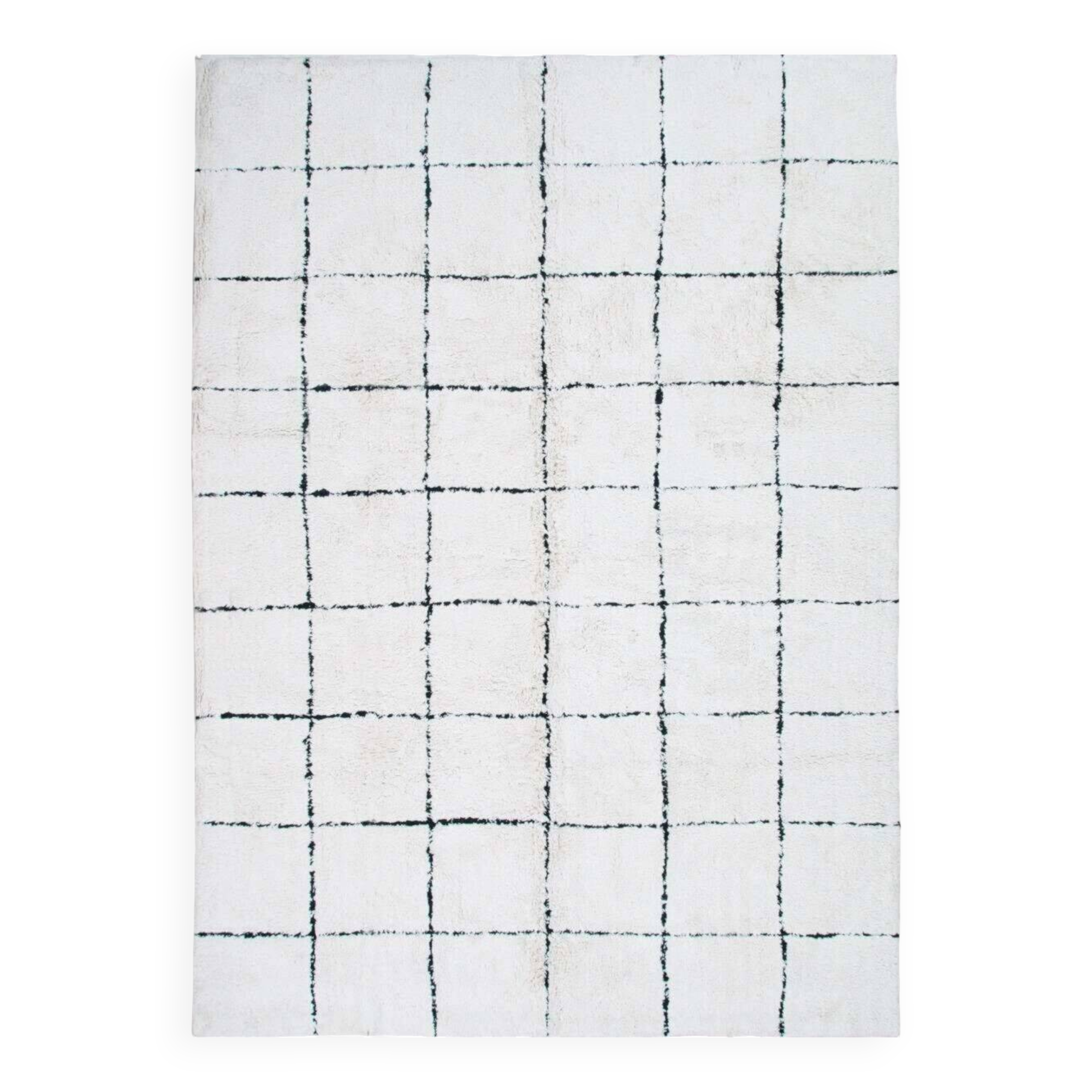 Berber rug 200x300 cm white with black grid