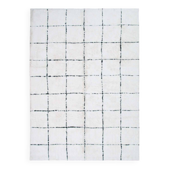Berber rug 200x300 cm white with black grid