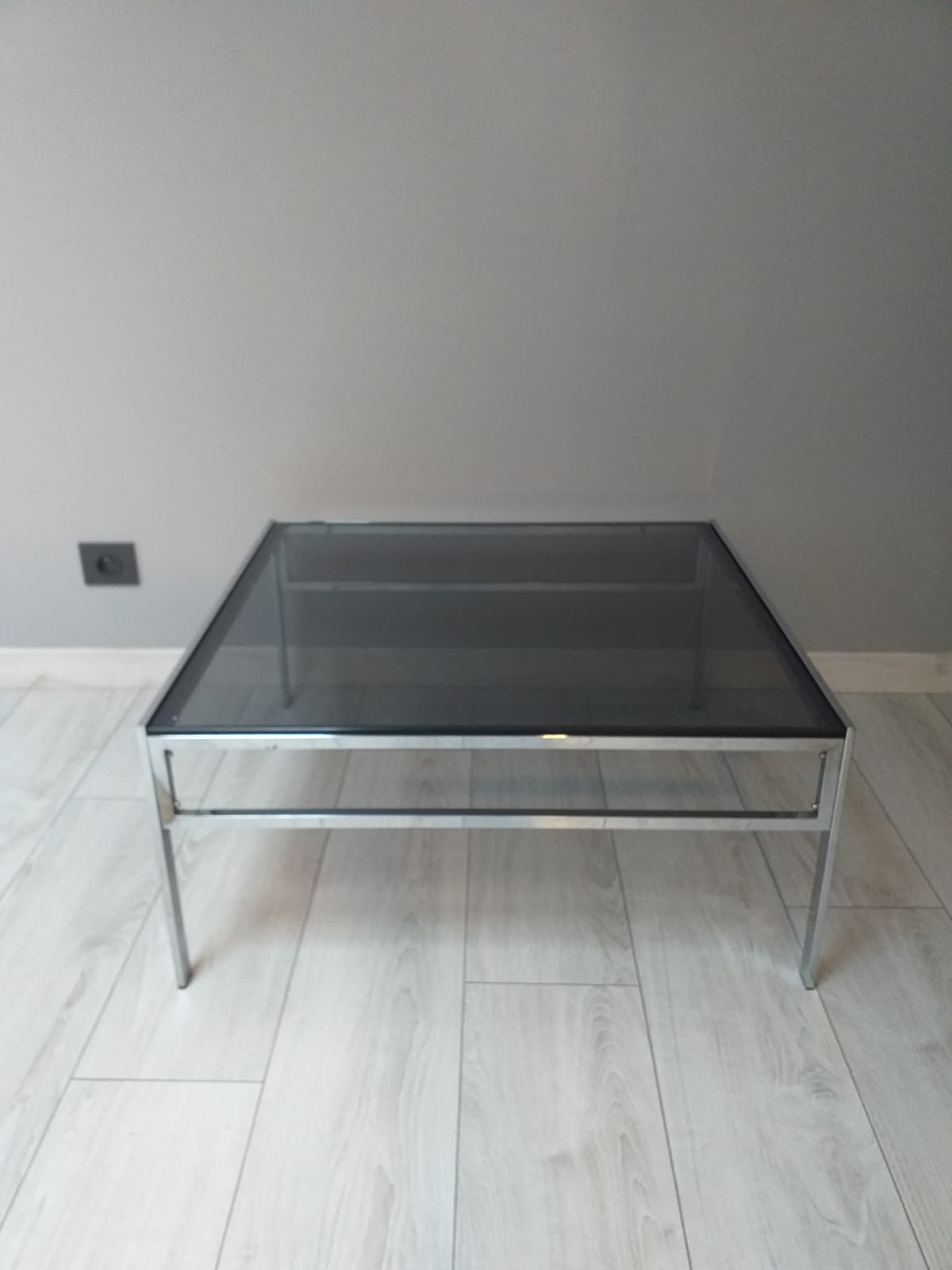Coffee table chrome and smoked glass