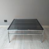 Coffee table chrome and smoked glass