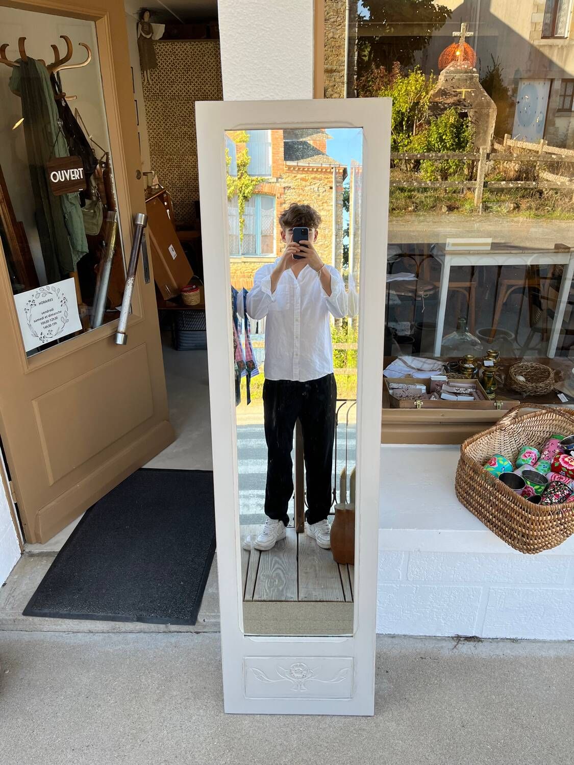 Miroir patiné gris