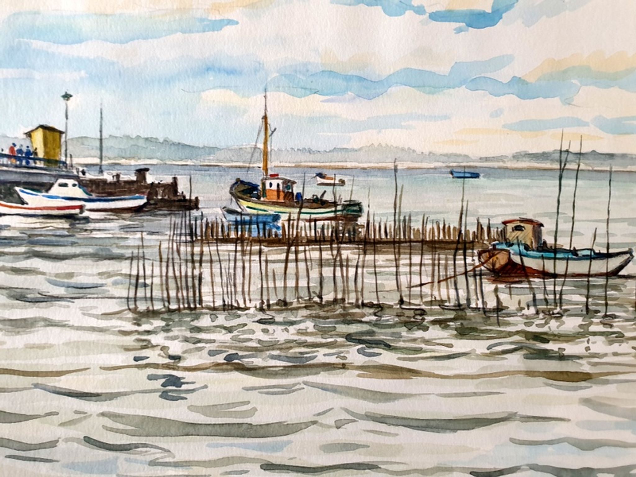 André Duculty (1912-1990) Watercolor on paper "Cap Ferret (Gironde)" Signed lower right and dated