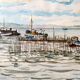 André Duculty (1912-1990) Watercolor on paper "Cap Ferret (Gironde)" Signed lower right and dated