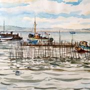 André Duculty (1912-1990) Watercolor on paper "Cap Ferret (Gironde)" Signed lower right and dated