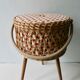 Tripod worker, sewing box, rattan and wood, 60s