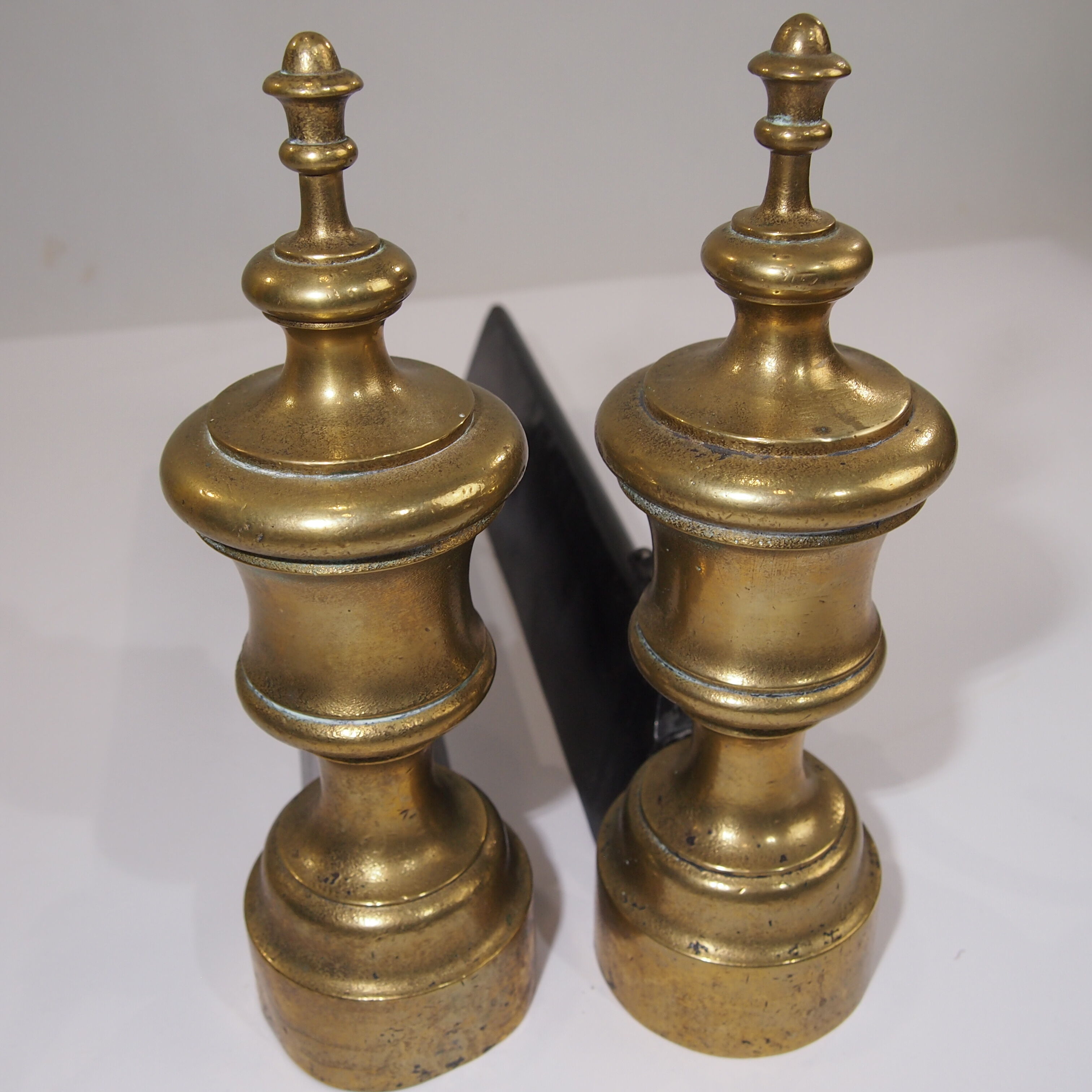 Pair Chenets vintage brass / old fireplace chenets
