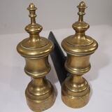 Pair Chenets vintage brass / old fireplace chenets
