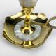 Duo of vintage brass and mother-of-pearl cellar rat candlesticks
