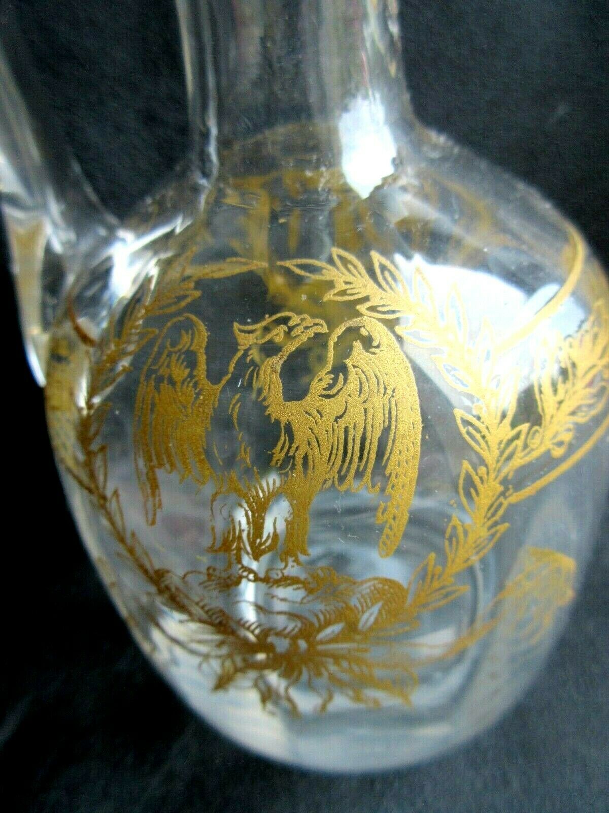 Carafe ewer colorless enamelled fine gold, Empire style: Eagle and louis XVI knot