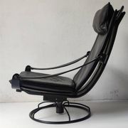 Black leather armchair by Åke Fribytter for Nelo möbel from the 70s