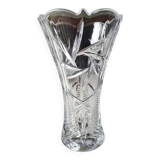 Vase in cut Bohemian crystal. Cross/Star/Foliage patterns. Boho-Chic style. High 24.5 cm