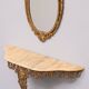 Classic gilded brass console with oval mirror from the 1950s, Italy.