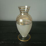 Vase verre granité et or