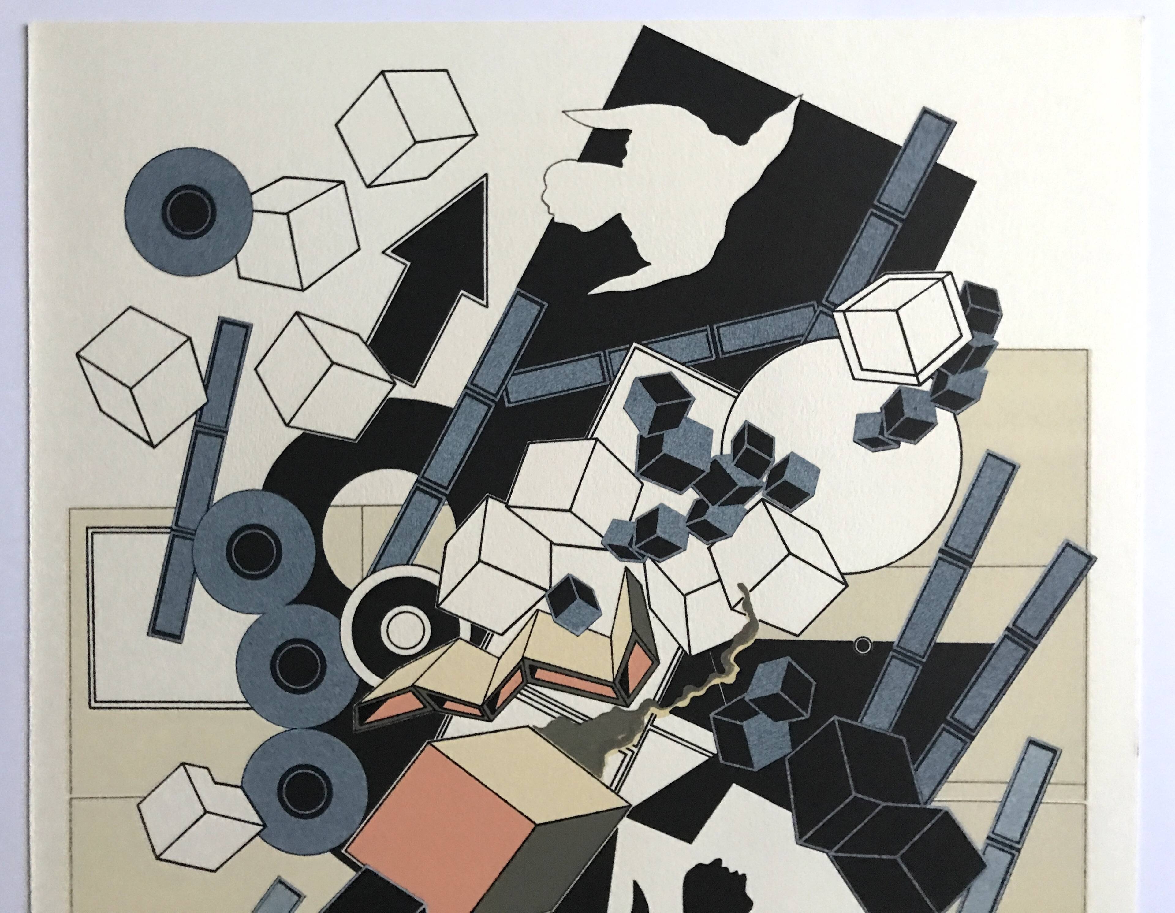 Set of 4 original lithographs by Alain Le Yaouanck 1978. The 4 elements.