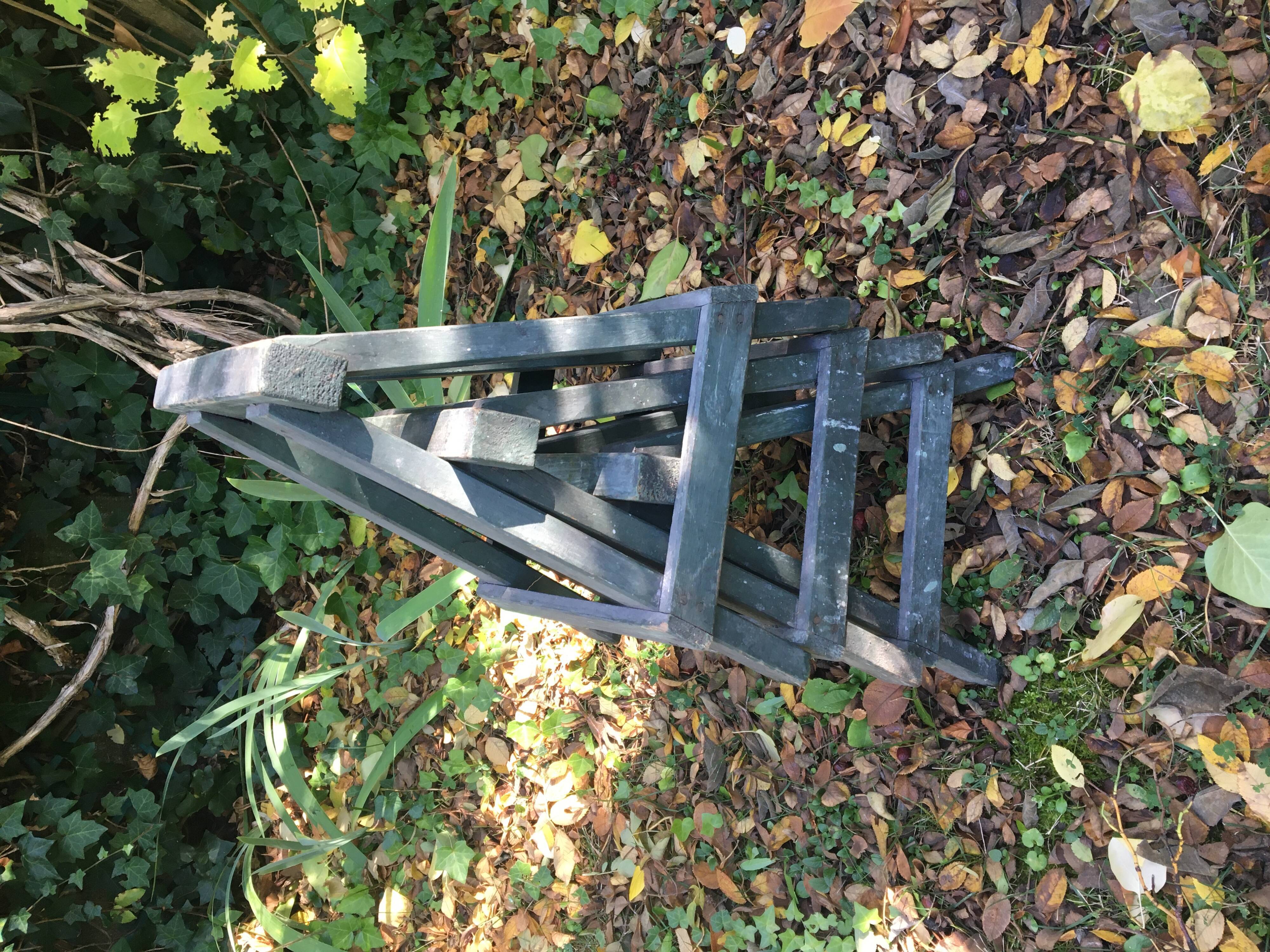 Wooden trestle bench