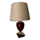 Large burgundy ceramic and brass table lamp