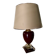 Large burgundy ceramic and brass table lamp