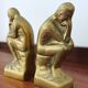 Pair of bookends The Thinker by Rodin in solid brass