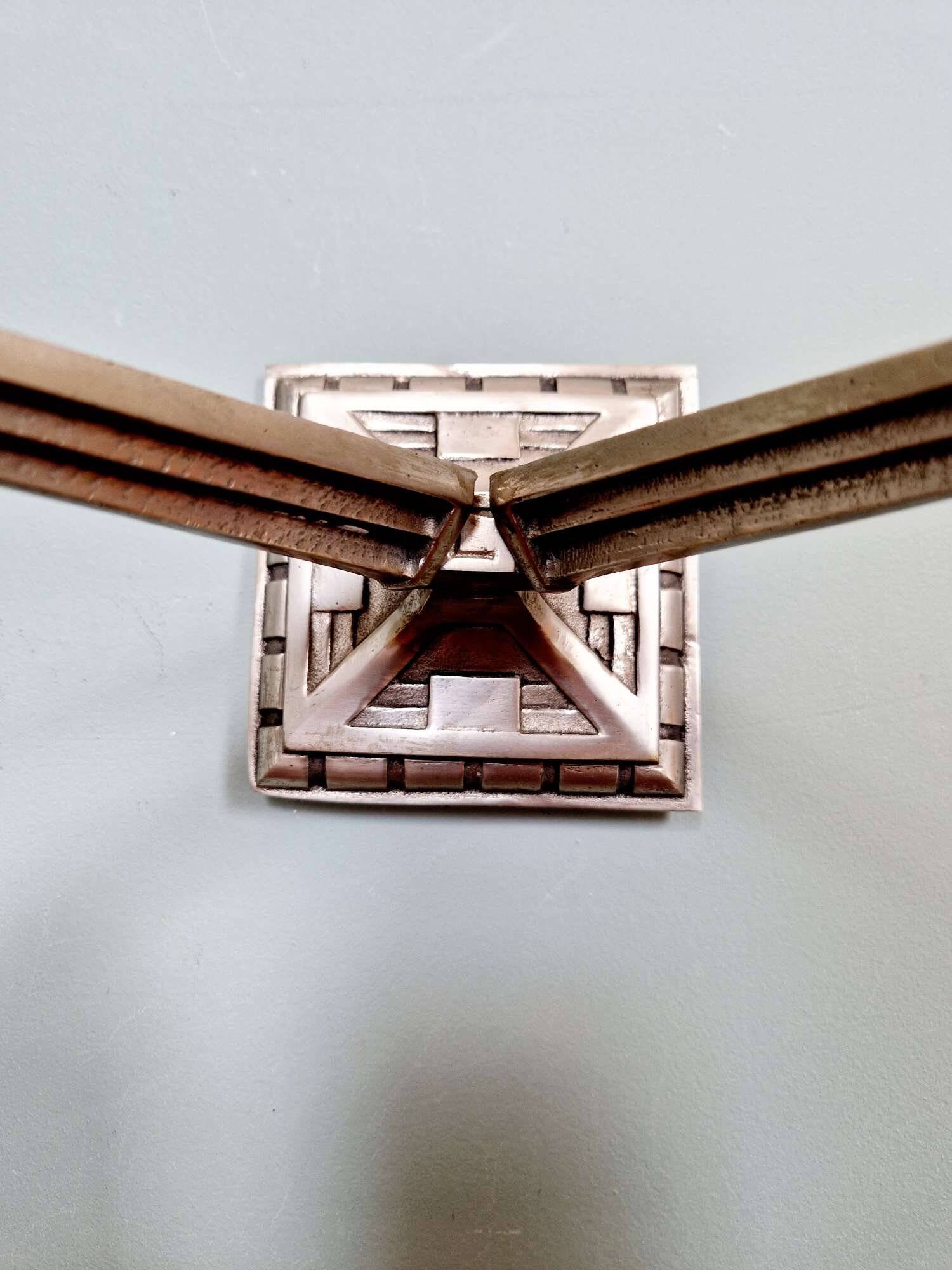 Art Deco double wall light in nickel-plated bronze, Lustrerie Bruxelloise, 1920-30