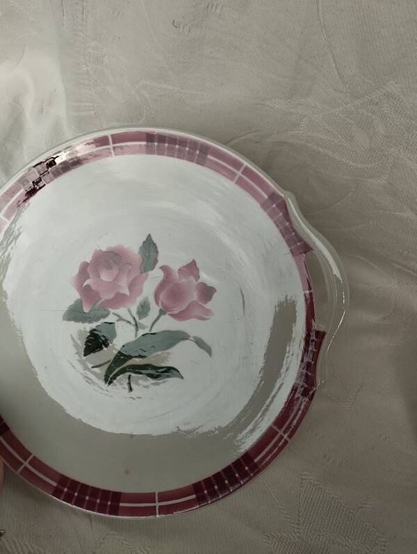 Lot Vintage Sarreguemines & Digoin – Modèle “Dijon”   Plat à Tarte + 8 Assiettes