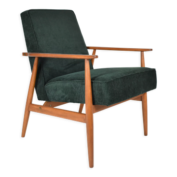 Vintage armchair "Fox", restored, green forest fabric, 60s