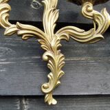 Petite pair of vintage French bronze brass mix 2 arm wall lights sconces revamp rewire