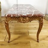 Low table of Style Louis XV gold wooden / marble top