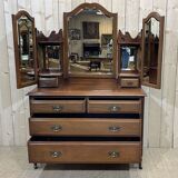 English walnut dressing table chest of drawers - early XXth