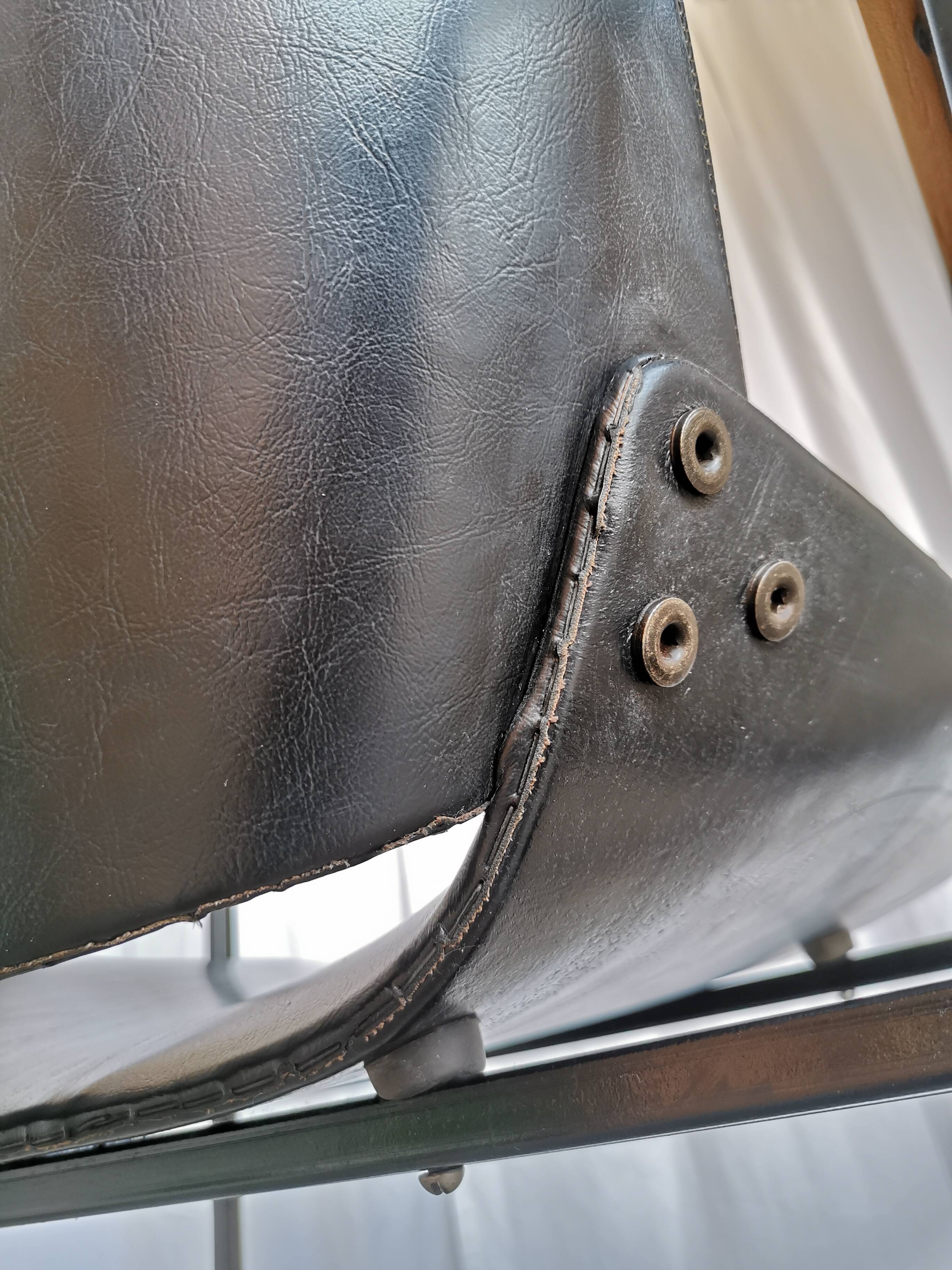 Vintage Niko Kralj Lounge Chair: Black Skai Leather & Wood Armrests