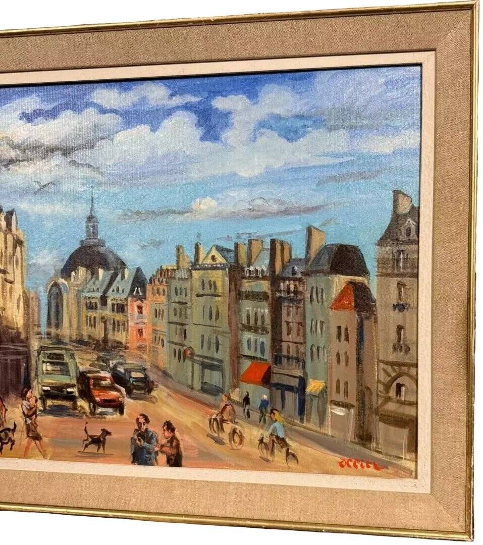 Ollier: oil on canvas mounted on panel, animated view of paris