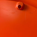 Mirror with round frame in orange molded plastic by carrara & matta, 1974