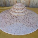 Grande vasque suspension verre Clichy rose art déco