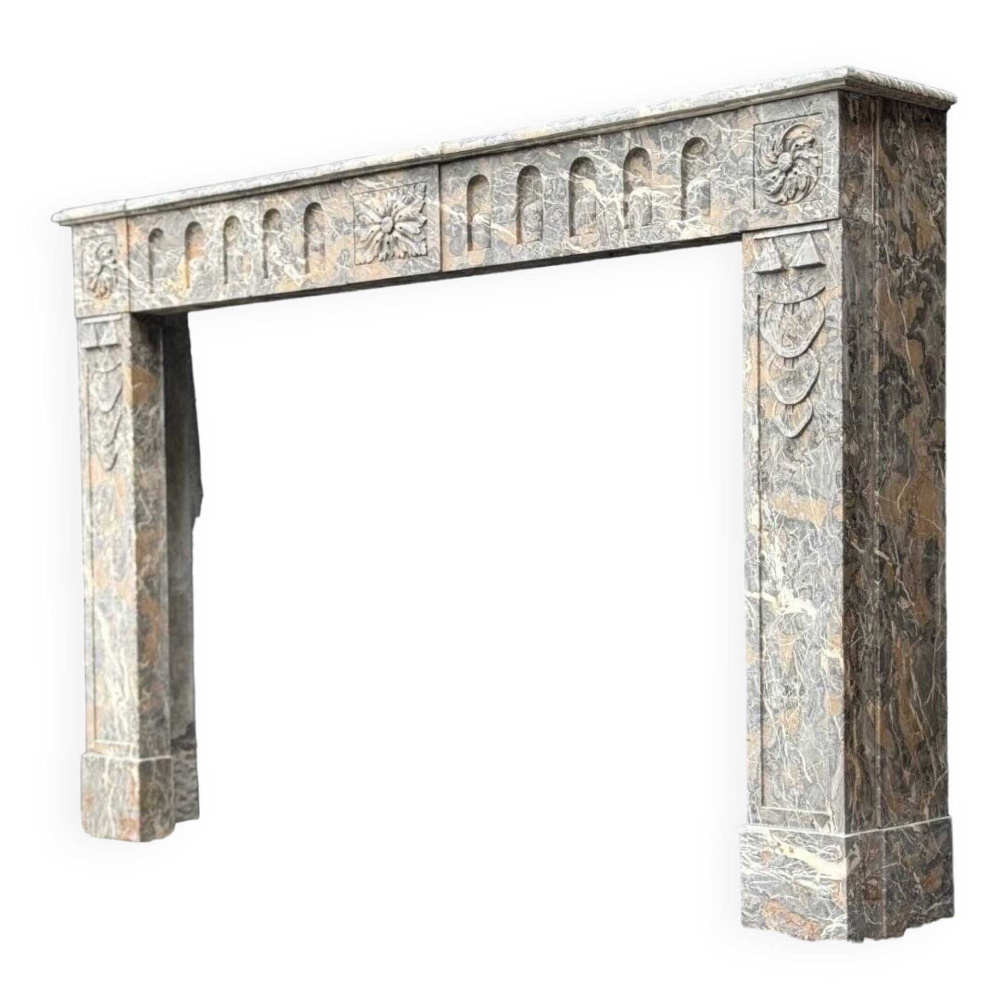 Louis XVI Fireplace In Gray Ardennes Marble, 18th Century