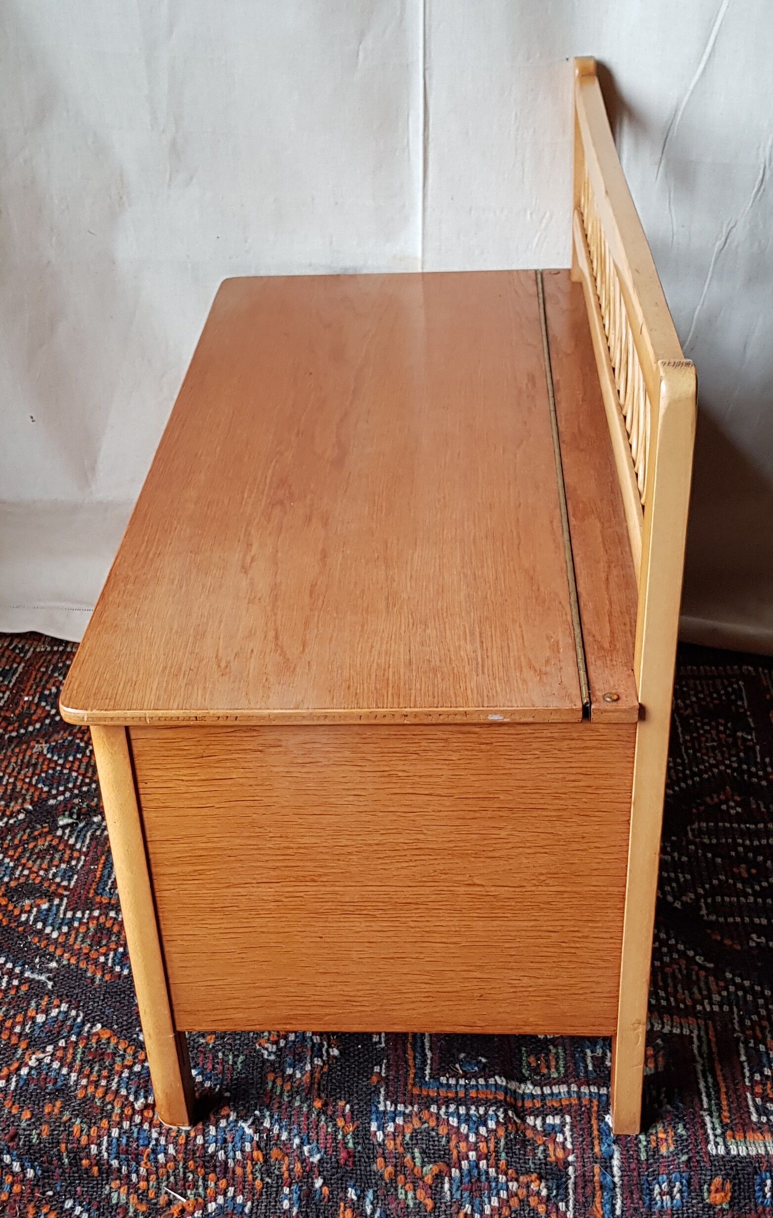 Toy box, 60's light wooden bench