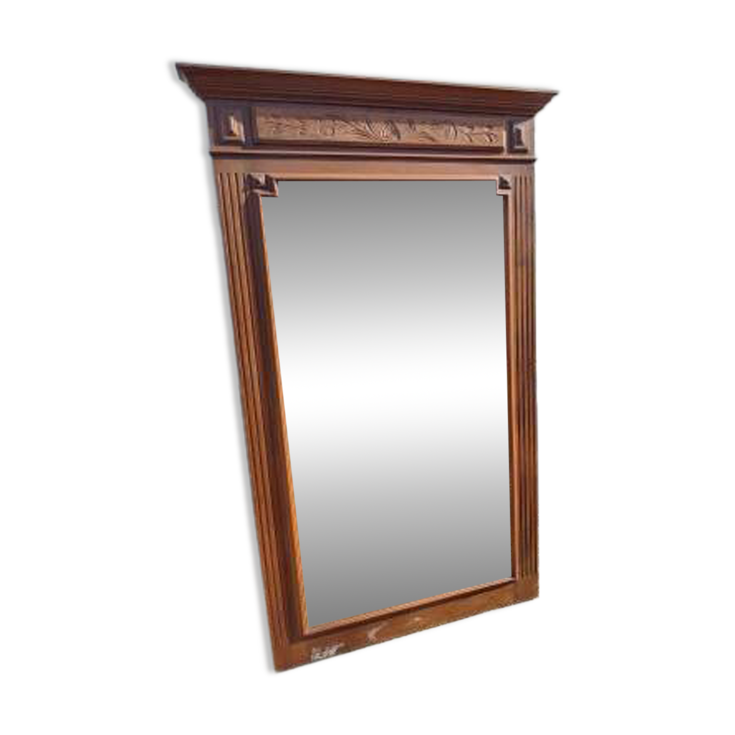 Wooden fireplace mirror