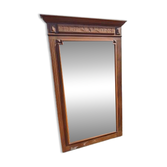 Wooden fireplace mirror