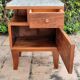 Walnut and grey marble bedside table