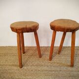 Paire de tabourets brutalistes