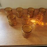 Set of 8 vintage whiskey glasses yellow glass