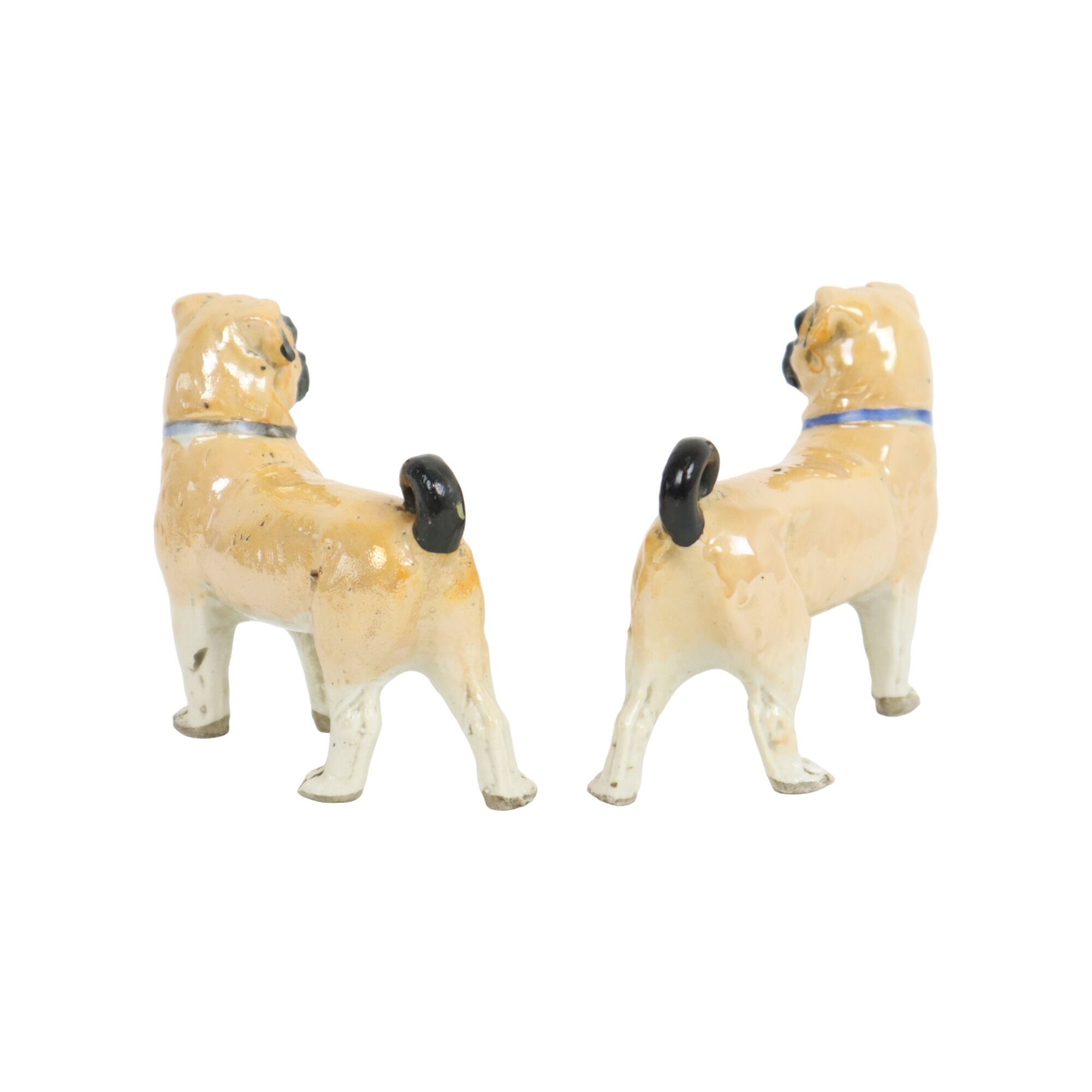 Antique Couple Porcelain Pug Statue Sculpture Art Nouveau 1920