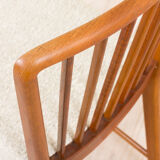 Set of 6 walnut dining chairs in boucle by Frits Henningsen, Denmark, 50s