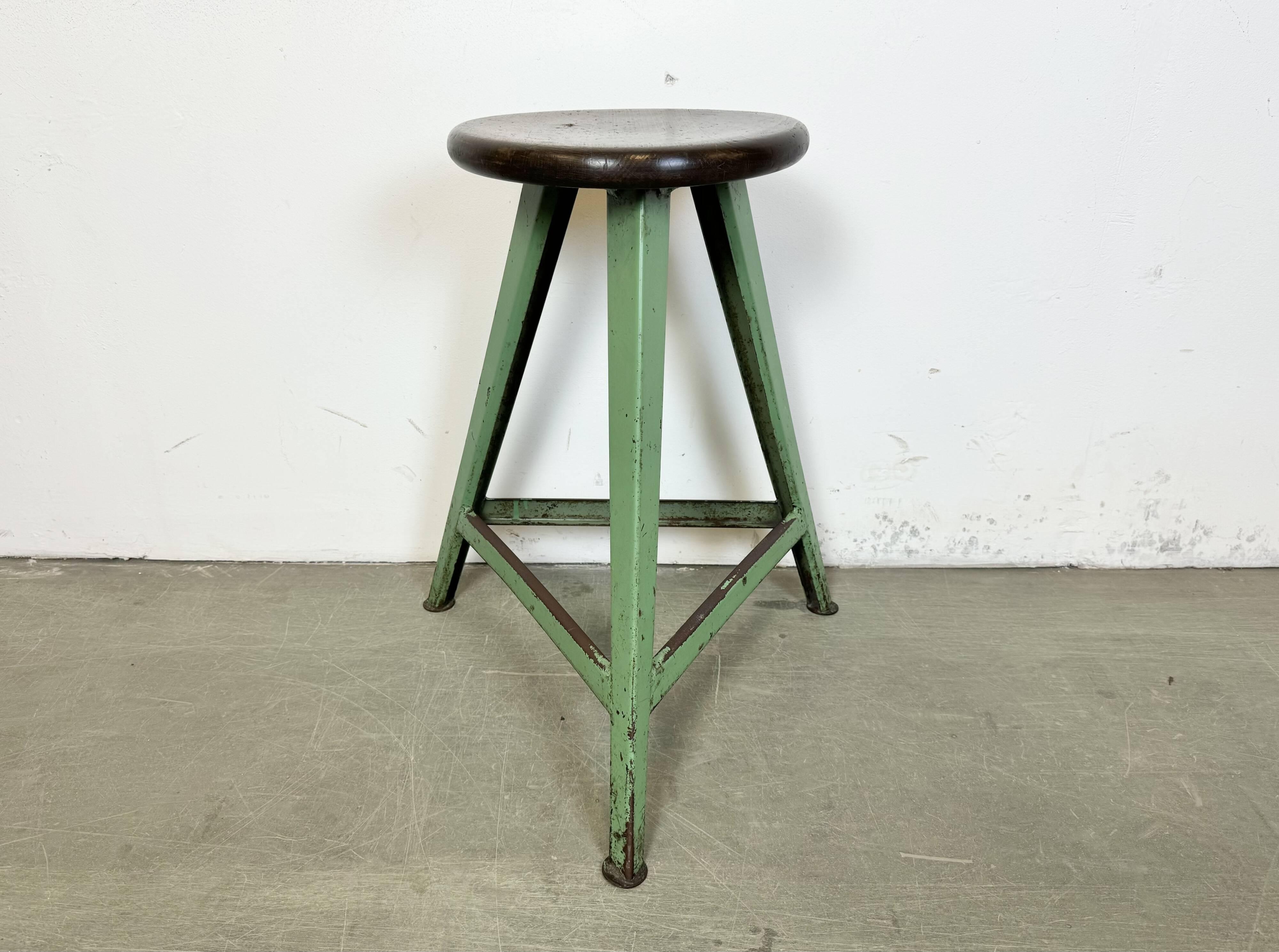 Green Industrial Workshop Stool, 1960s