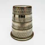 Timbale gobelet ancien pliant rétractable de voyage métal argenté en 4 parties