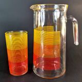 Service à orangeade vintage "Coucher de Soleil Pop"