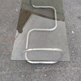 Coffee table in chromed steel and smoked glass circa 1970